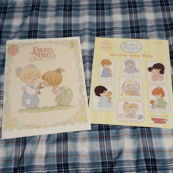 2 vintage Precious Moments cross stitch books lot